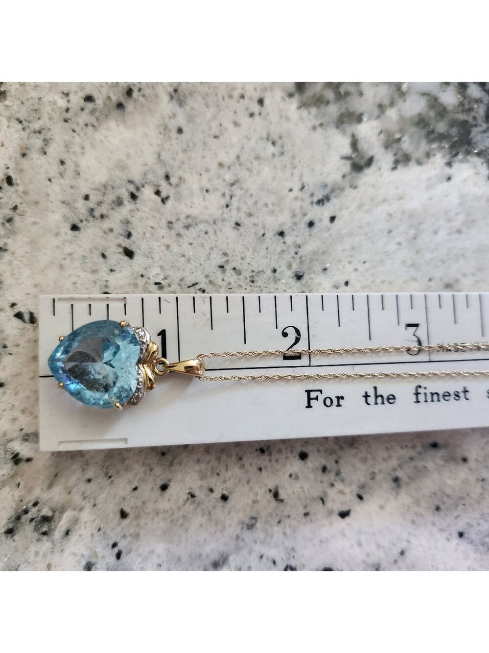 Exquisite 5.00Ct Heart Cut Natural Swiss Blue Topaz & Natural Diamond Pendant - Picture 9 of 13